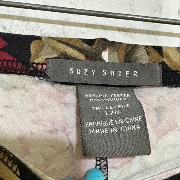 Suzy Shier Floral Women leggings - Black and Red, large - Picture 2 of 8